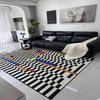 Modern Carpets for Living Room Home Decor Light Luxury Abstract Fashion Black White Plaid Art Chessboard Bedroom Polyester Rugs
