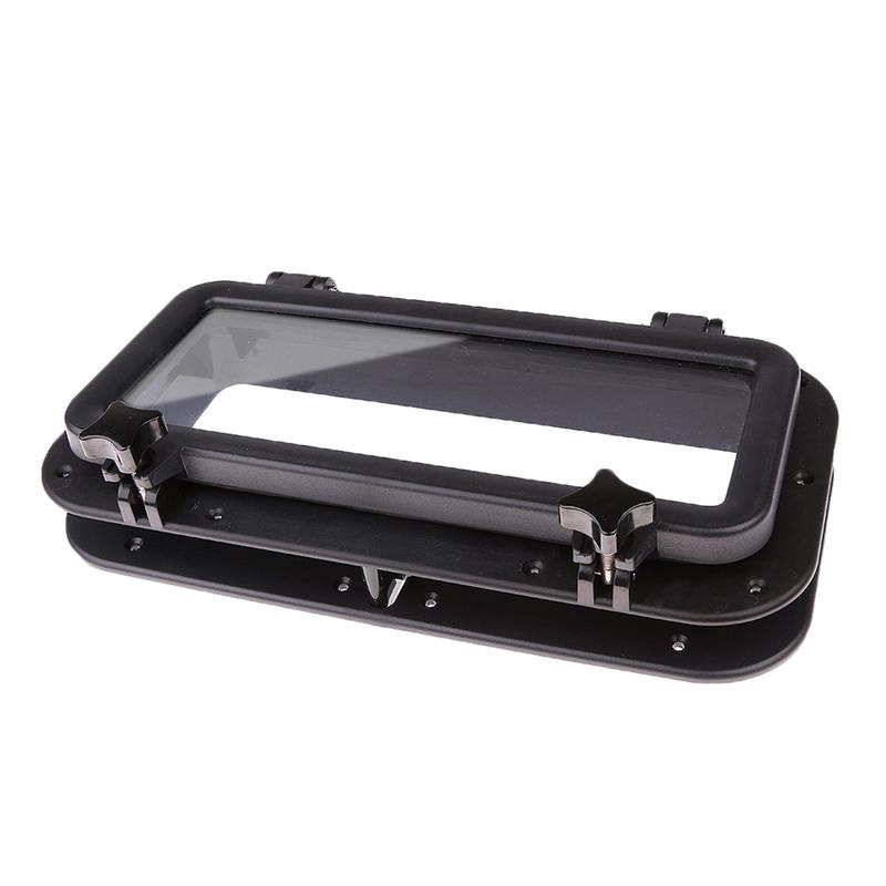 Rectangular Ship Porthole Windows Opening Port Hole - Maritime Home Decor - 15 x 7inch (Black)