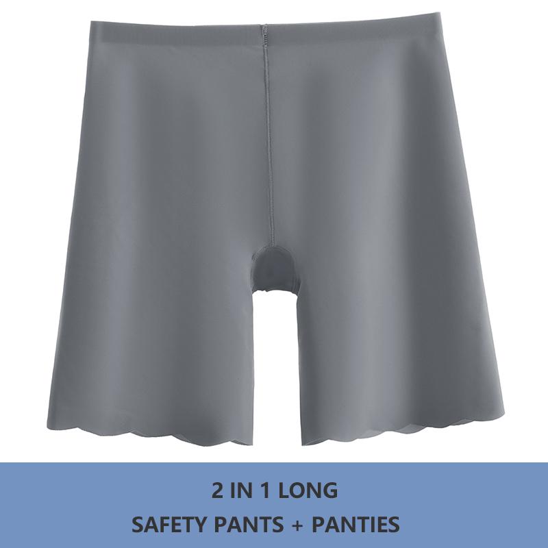 Flarixa Бесшовные защитные брюки из ледяного шелка с высокой талией 2 в 1, женские трусики с волнистыми дышащими короткими юбками, колготки, женское нижнее белье