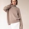 Women Autumn Winter High Neck Solid Color Long Loose Fit Knitted Sweater All Match Knitted Tops