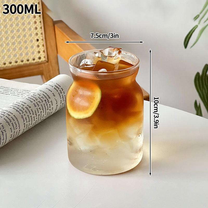 Transparent Glass Cup Retro Coffee Drinkware Juice Milk Transparent Coffee Mug Iced Water Mug Cocktail Beer Glasses Home Decor