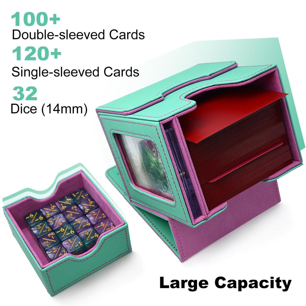 Commander Deck Box with Display Window Deck Case for MTG Fits 100+ Double-Sleeved Cards Magnetic Card Storage Box for TCG PTCG