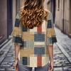 Женские топы с рукавами 3/4, нарядные повседневные блузки, свободные туники с рукавами-колокольчиками и оборками, футболки с V-образным вырезом