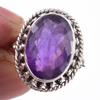 Кольцо из чистого серебра 925 пробы с натуральным аметистом ручной работы, размер 7 T5o42