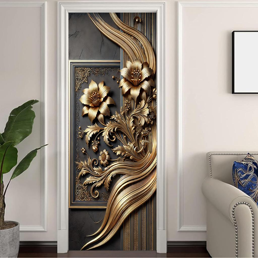 3D Peel and Stick Door Sticker Mural - Self-Adhesive, Removable Waterproof Vinyl Door Decal for Bedroom and Living Room Wall Decoration