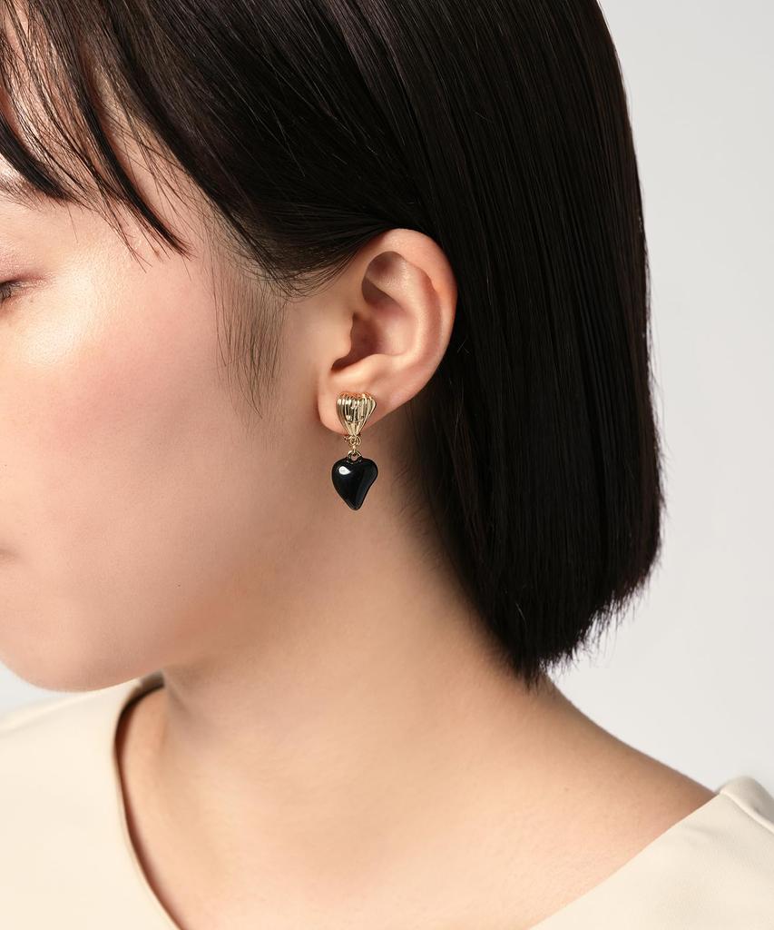 En Art Deco Heart Motif Earrings LAME1033 D2 [Lanvin Bleu]