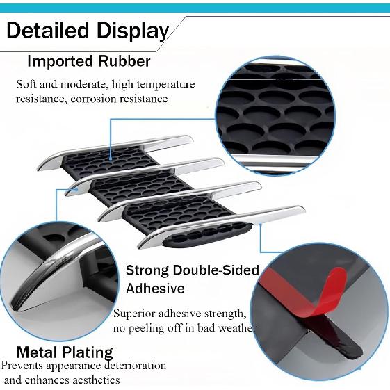 2PCS Hood Vents for Cars, Car Exterior Hood Side Air Intake Flow Vent, Car Hood Scoop Air Vent, Shark Gills Outlet Decorative Trim Sticker Vent