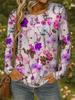 Women's Autumn Casual Long-Sleeved T-Shirt with 3D Print Floral Pattern Round Neck Retro Elegant Fashionable Women's Top