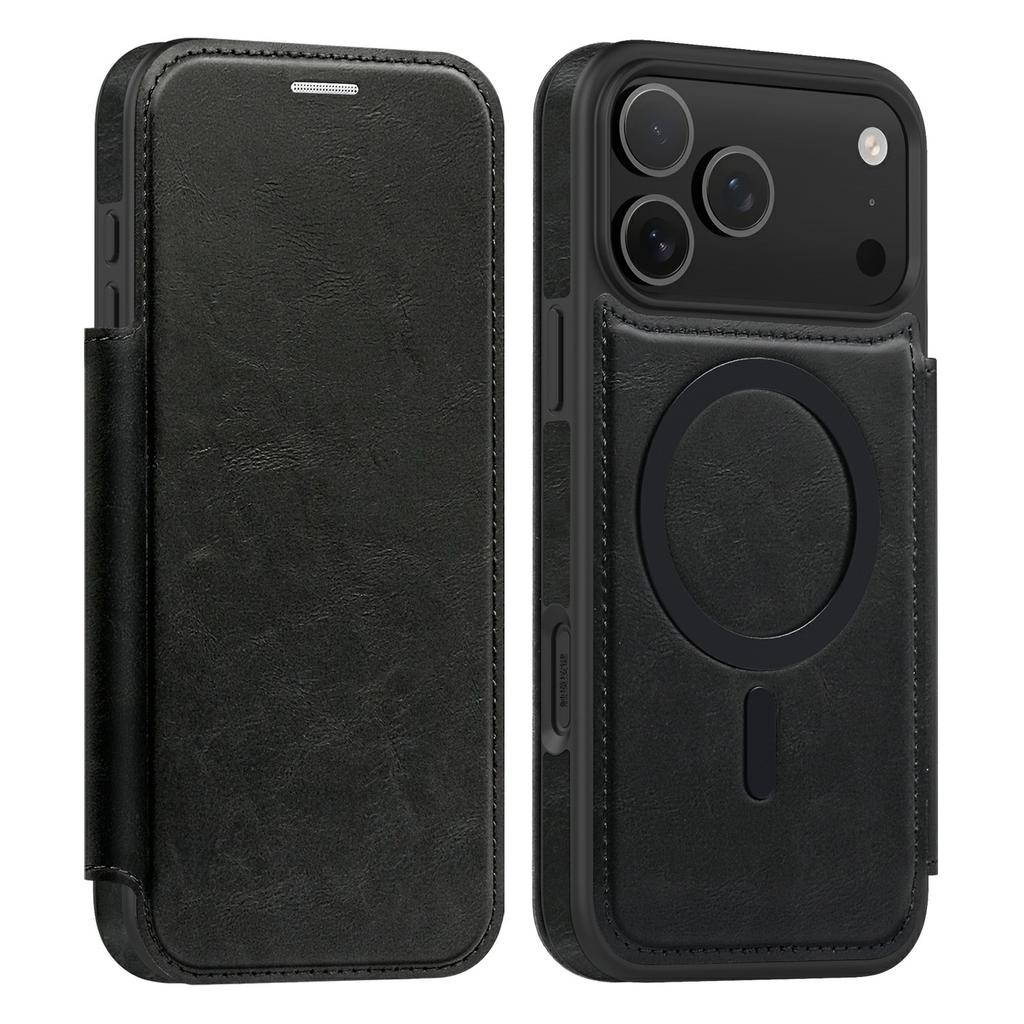 For iPhone 17 Pro Max Case Compatible with MagSafe RFID Blocking Card Holder Leather Phone Cover