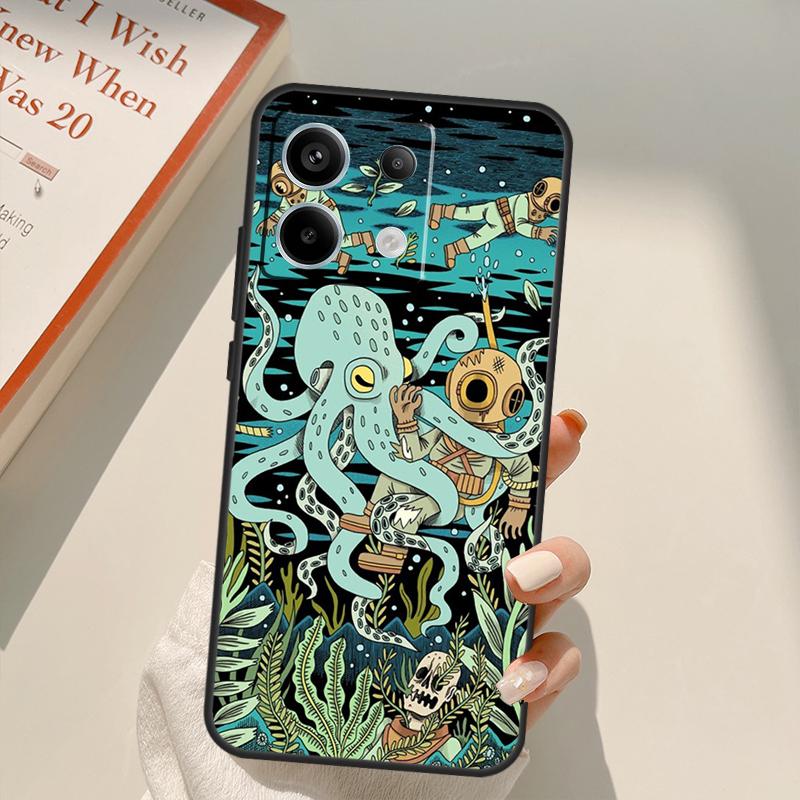 Чехол-аквариум с осьминогом для Xiaomi Redmi Note 14 10 11 12 13 15 Pro Plus Чехол для Redmi 15 14C 10C 12C 13C 15C