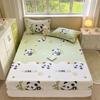 Каваи Мультяшная Панда Простыня на резинке, Бамбуковый Цветочный Принт Дикие Животные Набор Простыней Хлопковый Чехол на Кровать с Глубоким Карманом для Детской Комнаты
