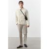 H M Linen Blend Tailored Pants Regular Fit ligHt Beige