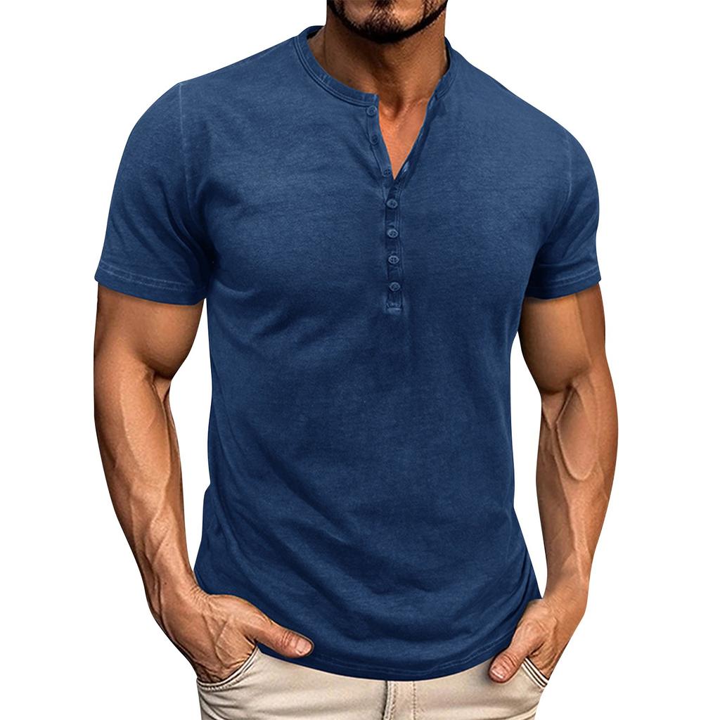 Мужская футболка с короткими рукавами и воротником-лацканами, повседневный топ с круглым вырезом