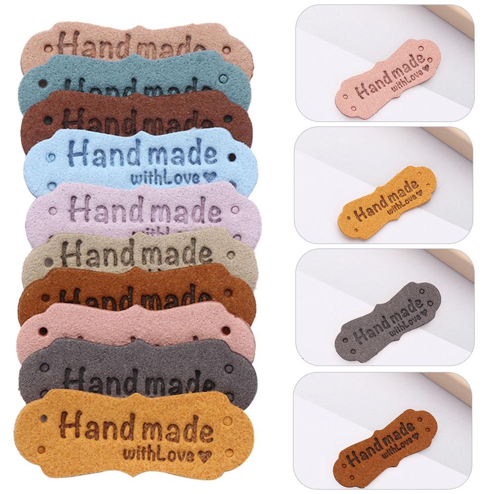 20PCS Handmade Hats Bags PU Leather Clothes Tags Garment Labels Label Hand Made With Love