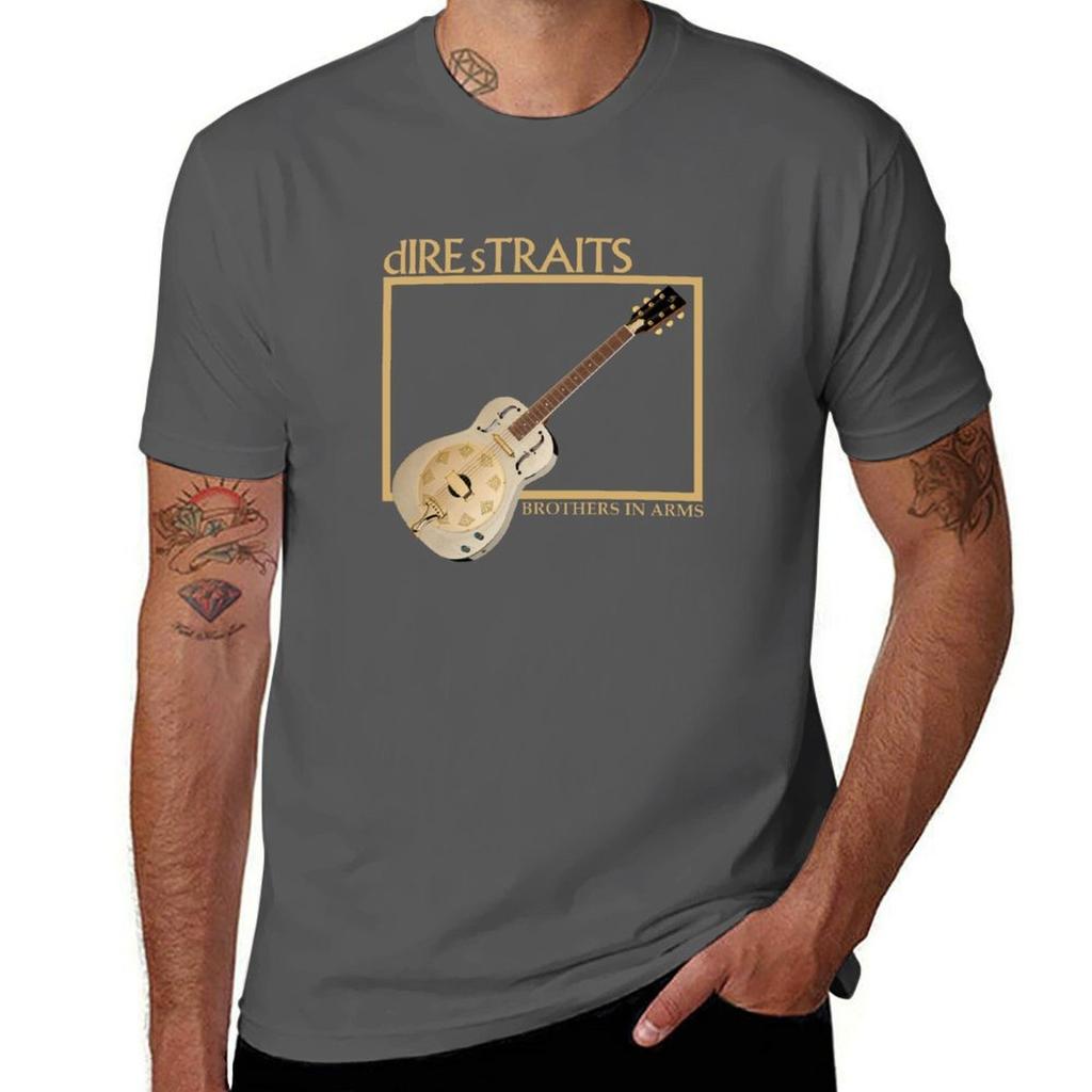 Dire Straits Guitar Tshirt Basic Solid Color Casual Tee Shirt