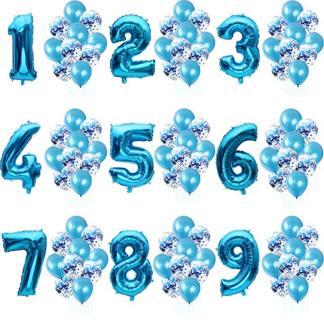 11 шт./компл., большой размер, цифровые воздушные шары из фольги, конфетти, латексный воздушный шар, украшение для дня рождения, свадьбы, детские шарики для душа