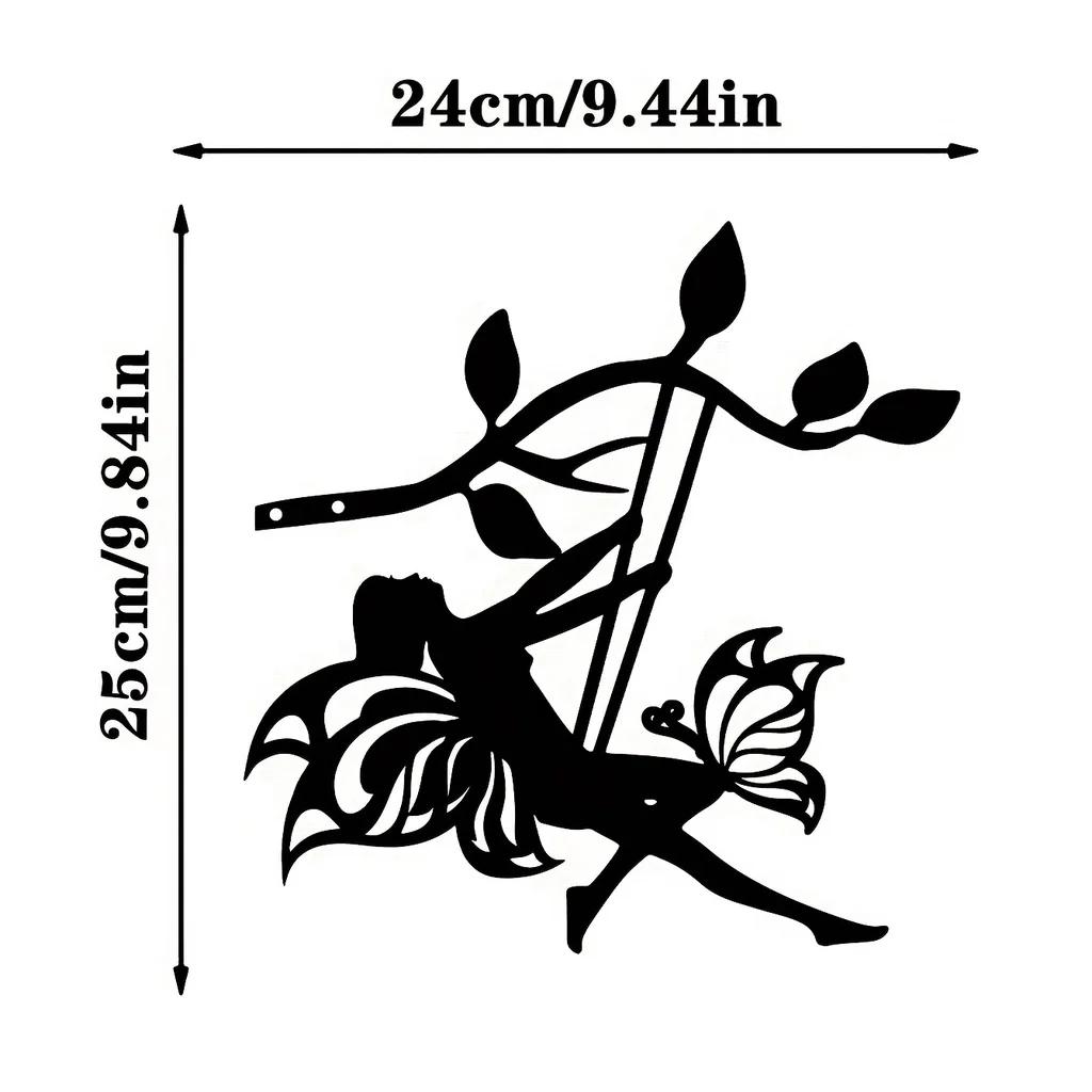 Качающийся эльф на ветке стальной силуэт металлическая настенная живопись: Идеально подходит для подарков на дни рождения, новоселья и украшения на открытом воздухе
