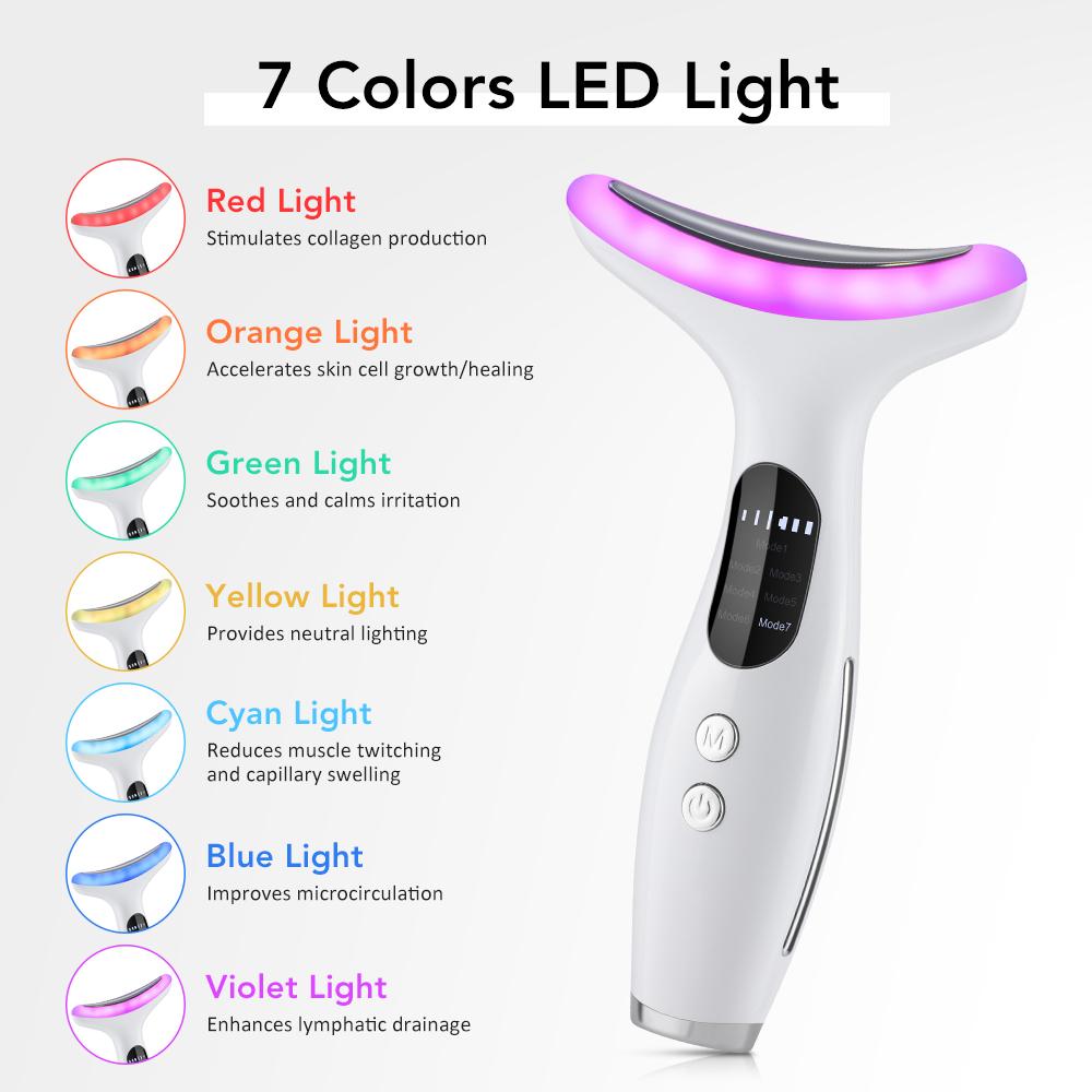 7 Colors LED Face Neck Massager EMS Face Sculpting Tool Skin Rejuvenation Device Facial Lifting Beauty Machine Skin Care Tools