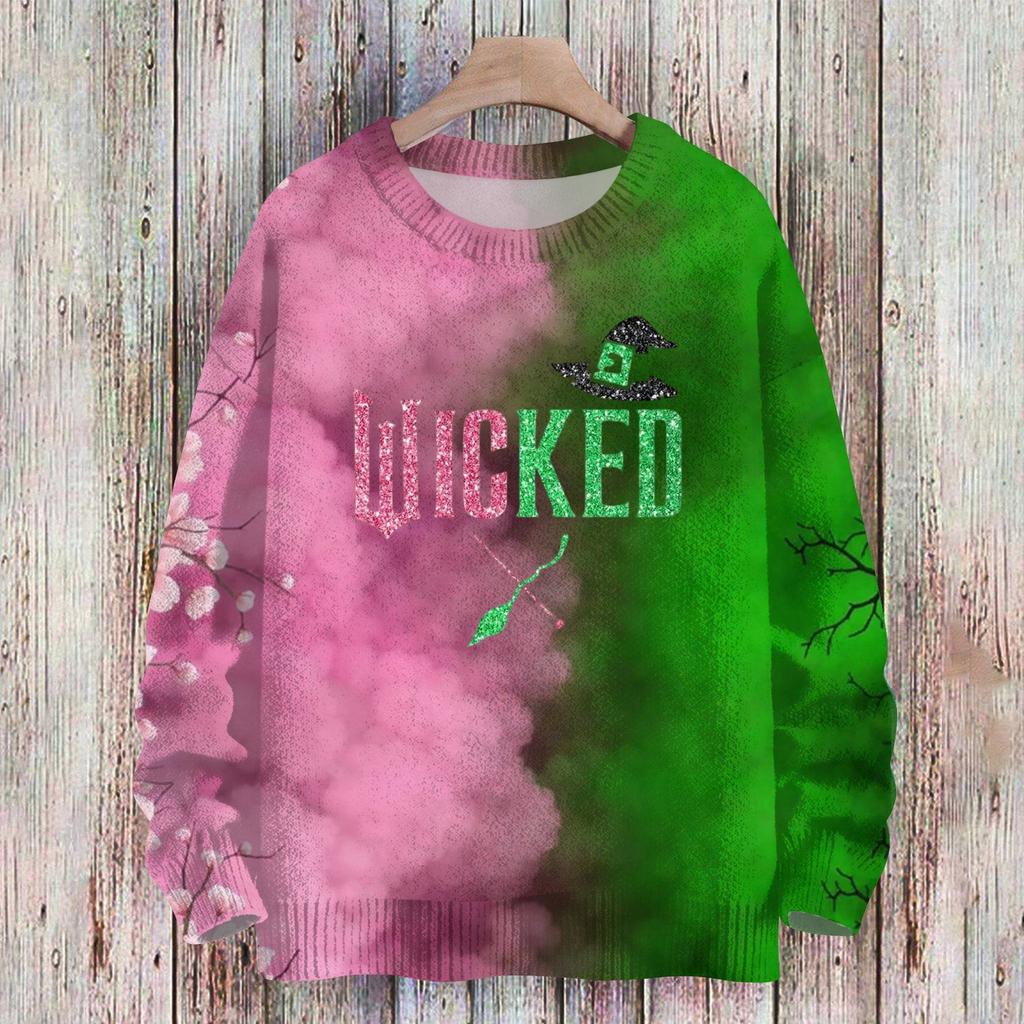 Рождественские толстовки для женщин Вязаный свитер Милая рубашка Осенний свитер с круглым вырезом Топы