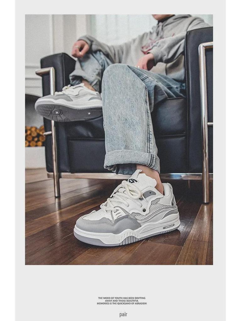 Мужские кроссовки в стиле ретро, увеличивающие рост, с нескользящей подошвой — весна и осень 2025 г., гонконгский стиль