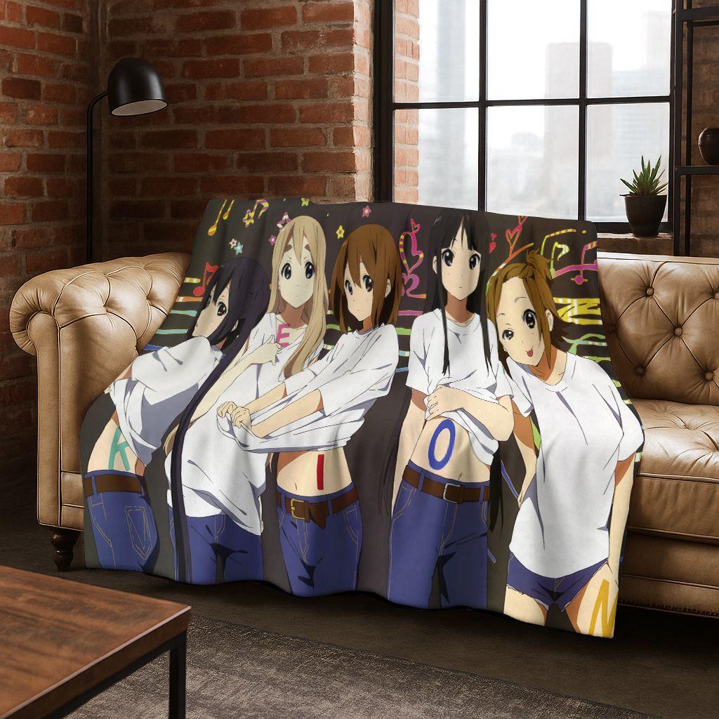Аниме K-ON Кавайная Девочка Хирасава Юи Музыкальный Мультфильм Фланелевое Одеяло, Уютное Мягкое Плед для Дома Спальни Кровати Дивана Покрытие Ребенок