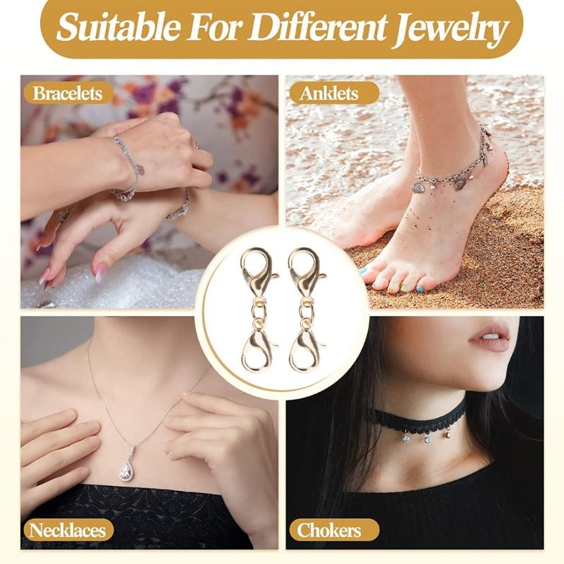 10 шт., маленький удлинитель браслета, ожерелье, укорачивающая застежка, удлинитель браслета, двойная застежка-лобстер, удлинитель