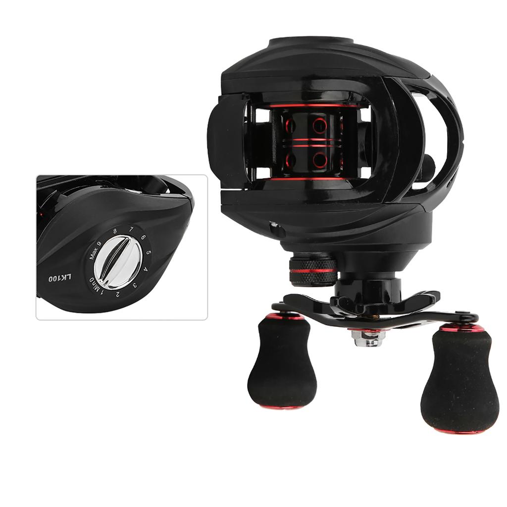 Black Red Metal Spool Magnetic Brake Fishing Casting Reel Fish Wire Wheel Tool AccessoryRight LK100R