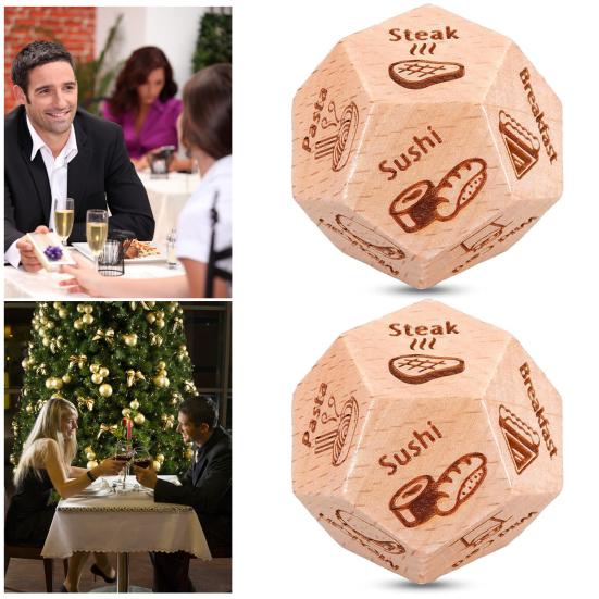 Свидание, ночь, кубики для принятия решения о еде, 12-гранные кубики для улучшения отношений, деревянные, романтический ужин, игральные кости, решающий вопрос еды