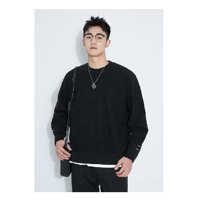 Осенне-зимний мужской утолщенный свитер с круглым вырезом, японский свободный вязаный свитер, термобелье Pu Shuai, шерстяной свитер