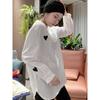 Embroidery Love Medium and Long-sleeved T-shirt Women's Irregular Design Niche Top