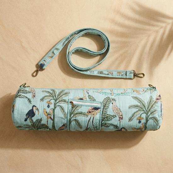 Yoga Mat Bag usalover925 Green Quilted Cotton Jungle Print Yoga 24
