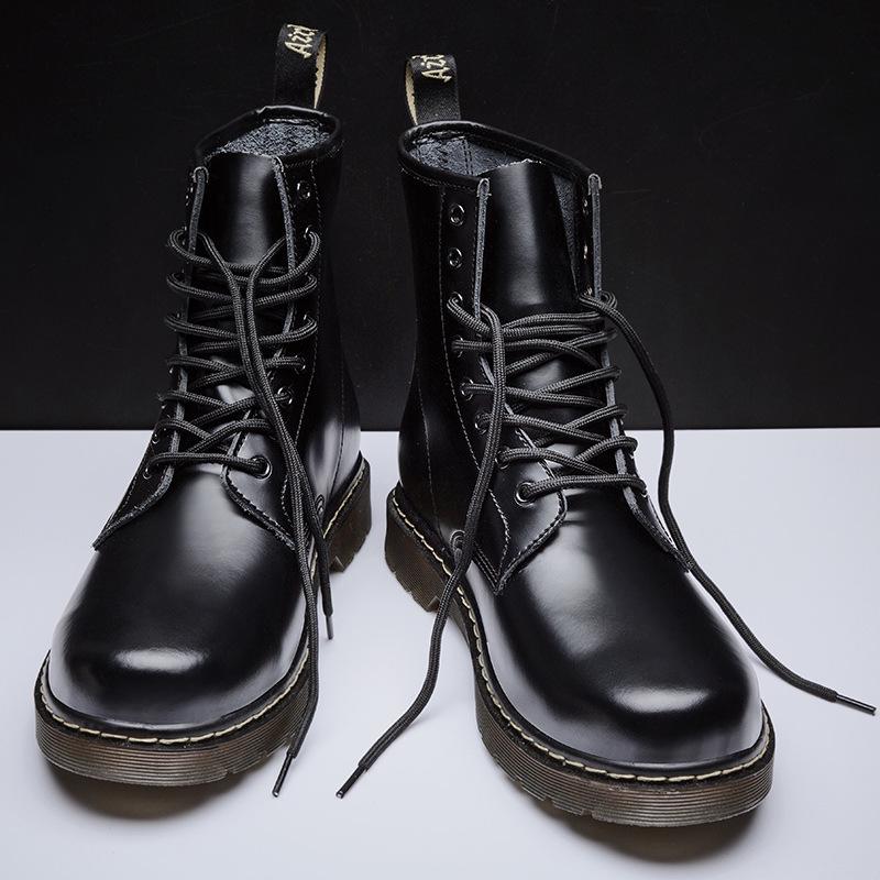 Men's High-Top Martin Boots - British & Korean Style Winter Leather Work Shoes, Versatile Trendy Casual Footwear with Velvet, Autumn Collection