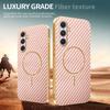 For Samsung Galaxy A55 5G Phone Case Carbon Fiber Textured Electroplated TPU Back Cover