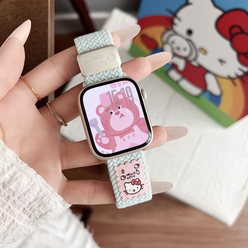 Мультяшный кот Магнитная пряжка Ремешок для Apple Watch Серии 3-9, Ultra