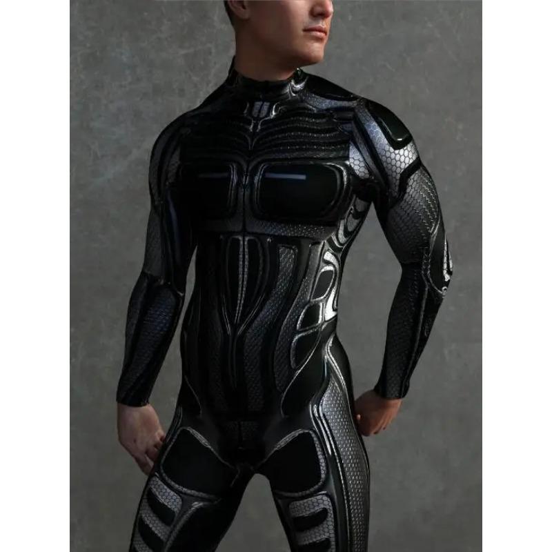 Футуристический комбинезон с механической броней, крутой боец, боди для косплея, костюм в стиле стимпанк, вечерние представления на Хэллоуин, мужской костюм зентай