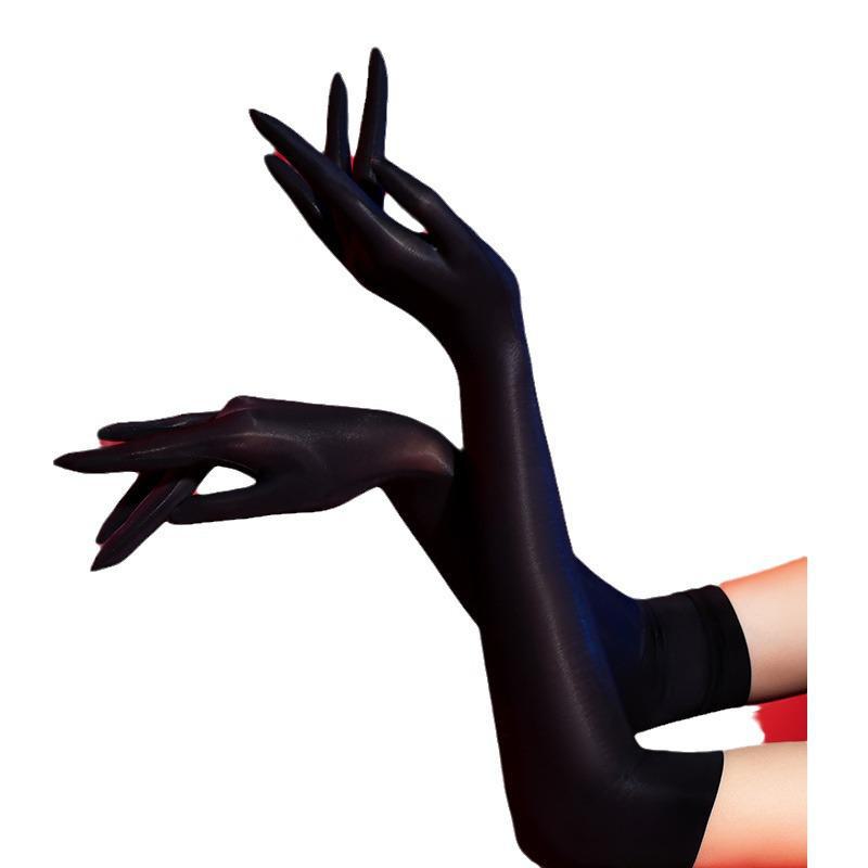 Qinghe ультратонкие шелковистые блестящие пятипалые масляные чулки-перчатки с расширенным солнцезащитным кремом