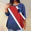Женская модная повседневная футболка с рукавом три четверти и принтом в честь Дня независимости и круглым вырезом, карманная футболка, топ