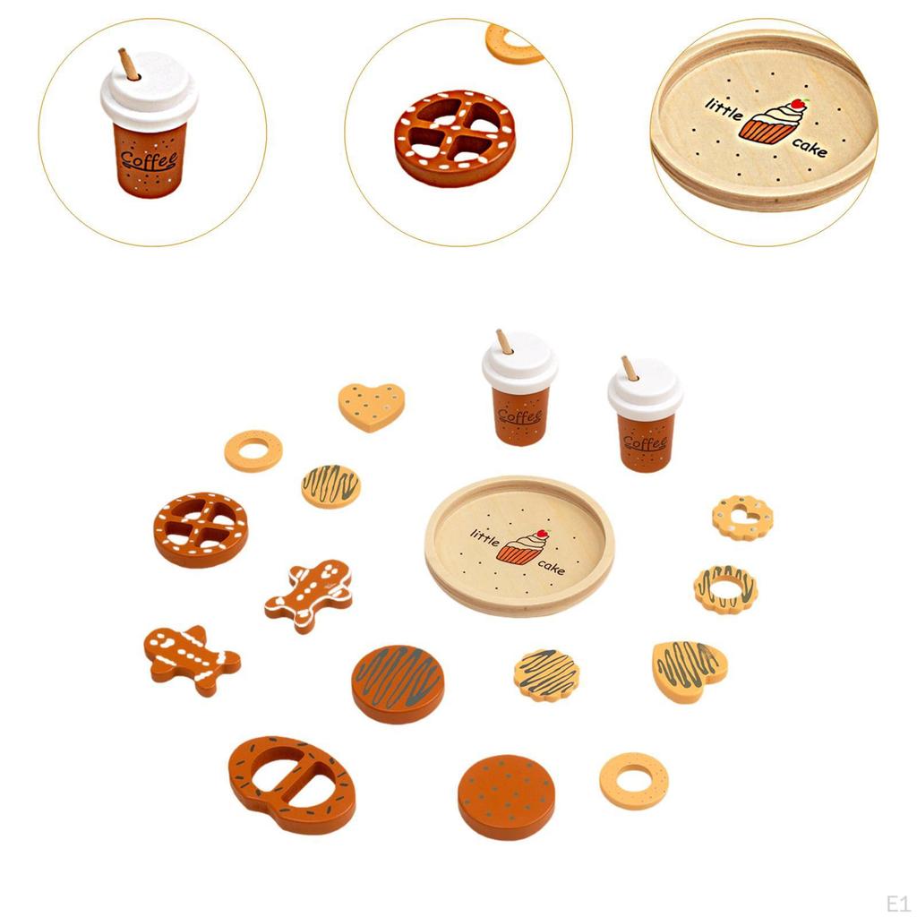 Wooden Cookie Play Food Set Kitchen Accessories Realistic Cookies Slice and Bake for Girls Boys