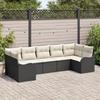 7-piece Garden Sofa Set with Black Polyester Cushions Poly Rattan, 2-seater Garden Sofa with Storage and 3354516