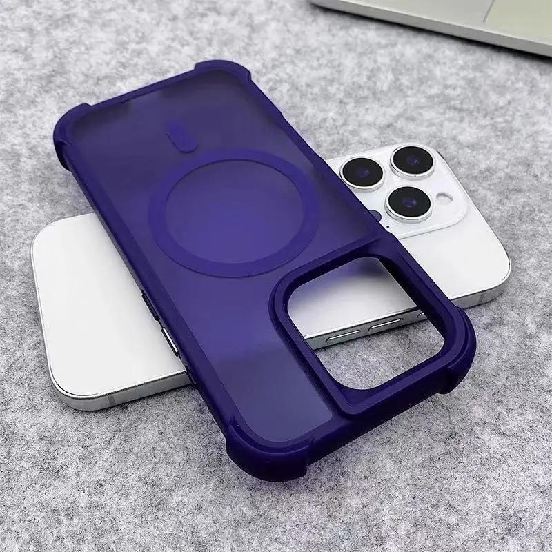 For Magsafe Armor Bumper Matte Phone Case For iPhone 17 Air 15 16 14 12 13 11 17 Pro Max 16 Plus Hard Shockproof Hybrid Cover
