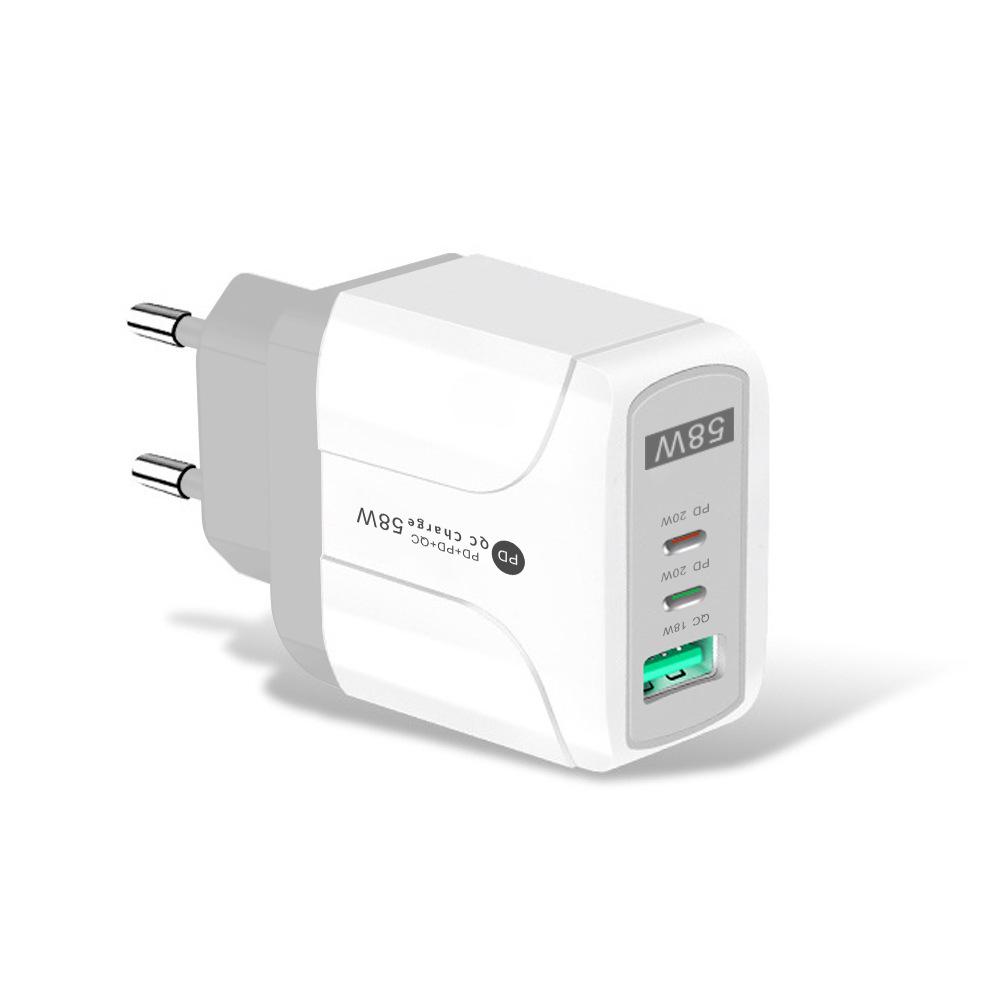 PD33W QC3.0 Многопортовое 65 Вт GaN Быстрое зарядное устройство, 9В/12В, Европейский стандарт