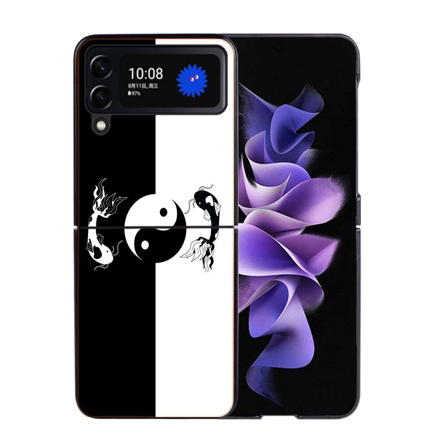 Eight Diagrams Taiji Yin Yang Phone Case For Samsung Z Flip 7 6 5G Galaxy Z Flip4 Z Flip5 Z Flip3 Coque Black Hard PC Shell Prot