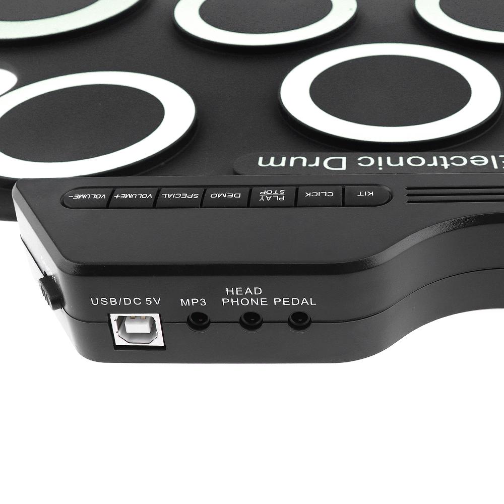 Электронный цифровой USB-набор из 7 пэдов в рулонах, силиконовая электрическая барабанная установка с барабанными палочками и сустейн-педалью