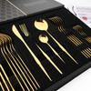 JANKNG Золотой 24 шт. Зеркальный набор столовых приборов из нержавеющей стали, нож, вилка, ложка, набор столовых приборов, роскошная западная подарочная коробка, посуда