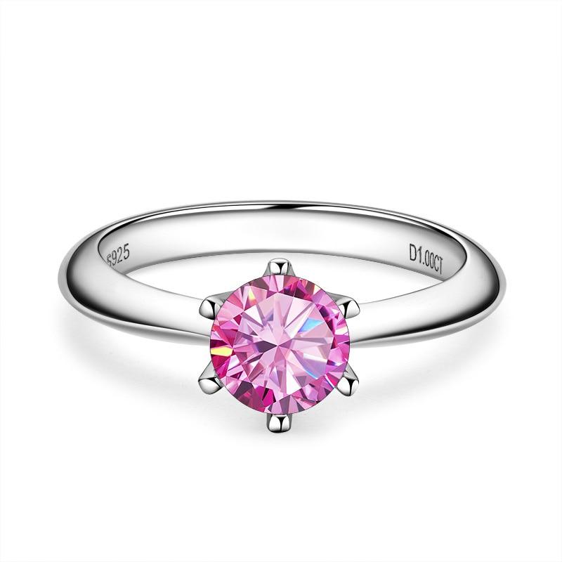 Bague Ringen Роскошные 100% настоящие 5-каратные кольца с муассанитом и бриллиантами для женщин, свадебные кольца из серебра 925 пробы, классические круглые ювелирные изделия, подарок с GRA
