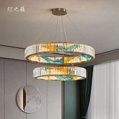 Светодиодный длинный подвесной светильник для гостиной, спальни, кухни, круглая эмалевая хрустальная люстра в восточном стиле, домашняя мебель