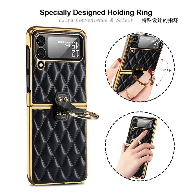 Shockproof Folding Phone Case Galaxy Z Flip 8 7 6 5 4 3 Electroplated With Ring Holder Small Fragrance Style