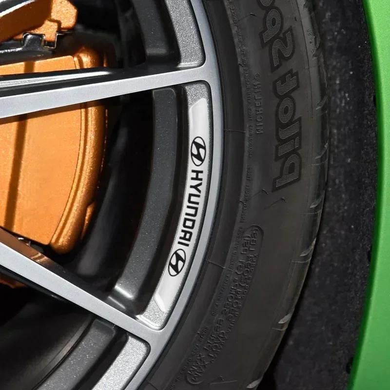 4pcs Car Wheel Rim Stickers Auto Tire Emblem Decor Decal Accessories For Hyundai Genesis N-LINE I10 I20 I30 I40 IX20 IX35 Kona HH51