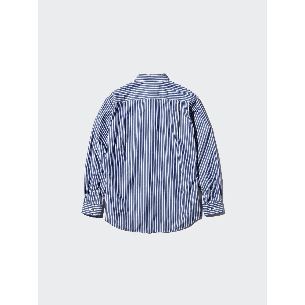Uniqlo Япония Широкая Рубашка Полоски Обычный Цвет