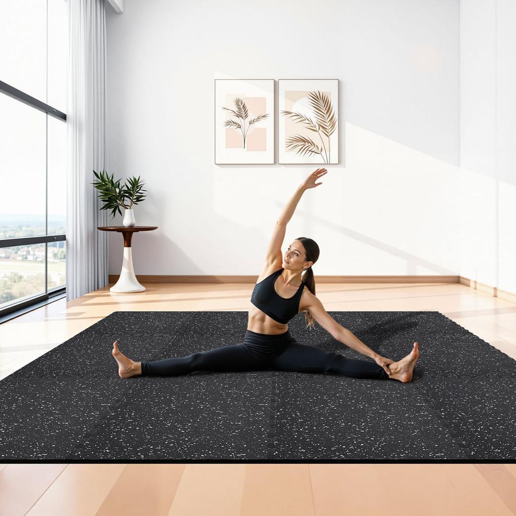 Puzzle Exercise Mat, 24 PCS Fitness Equipment Mats, 610 x 610 x 10 mm, High-Density EVA Foam Mat Set, Interlocking Rubber Soft Tiles, Protective Floor